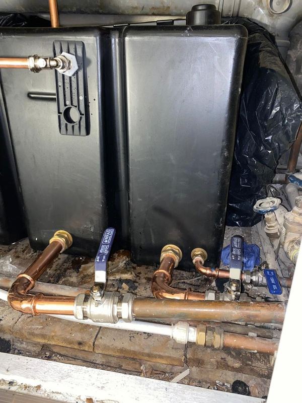 Copper pipework and WRAS-approved valves fitted to water storage cylinders by Magico Plumbing And Heating